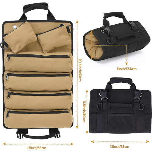 Tool Storage Bag, Tool Roll Bag with 6 Pockets, Durable Canvas Organiser for Hand Tools, Space Saving Portable Workshop Storage 1