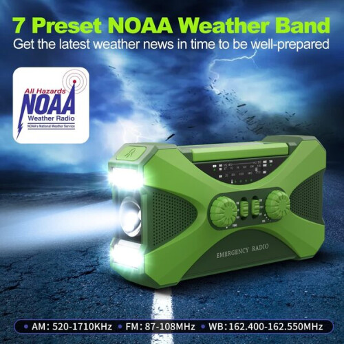 Πορτοακίβα 10000mAh Ραδιόφωνο NOAA Φωτισμός LED Φόρτιση Ηλιακή-Mηχανική SOS 1
