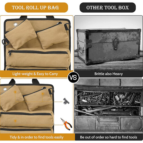 Tool Storage Bag, Tool Roll Bag with 6 Pockets, Durable Canvas Organiser for Hand Tools, Space Saving Portable Workshop Storage 2