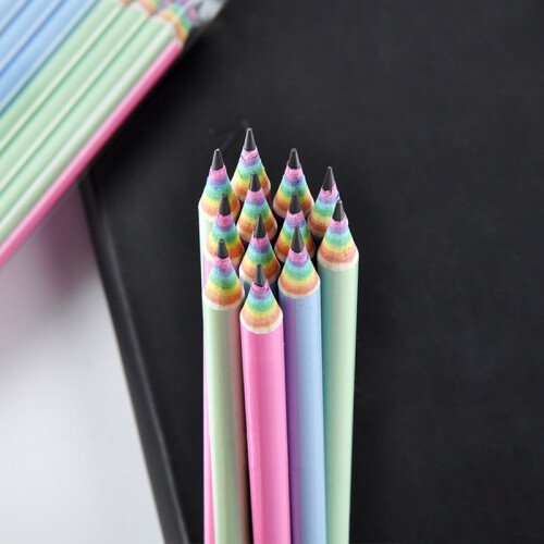 (Box packed) 12 Rainbow HB Pencils for Kids Gift 1