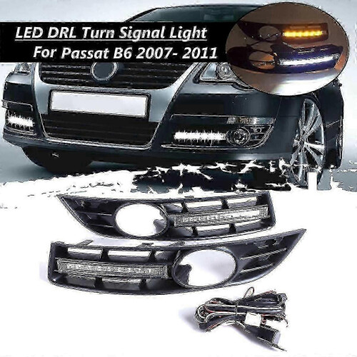 Φώτα Ημέρας LED συμβατό με VW Passat B6 2007-2011, 600LM, Λευκό/Κίτρινο, Αντιμεταλλικά ABS 1