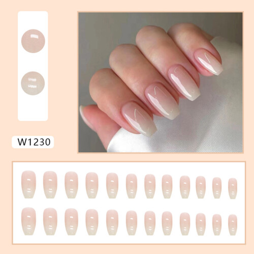 Pink Press-on Nails for Women, Gradient Yellow-Pink 1