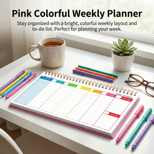(Pink) Weekly Planner Notebook for Business & Study 1