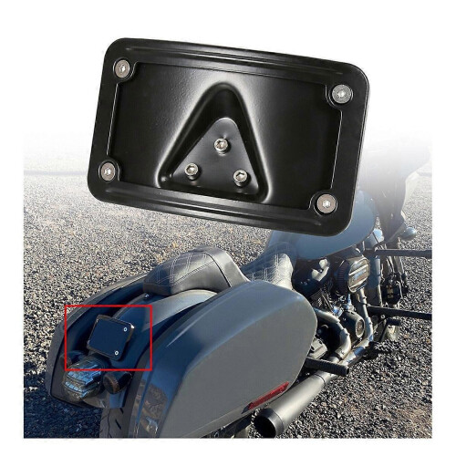 Licence Plate Frame compatible with Harley Softail, Black Plastic, 3-Hole Mount Holder Rack Accessory 2