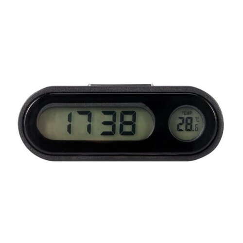 Car Clock with LED Backlight and Digital Thermometer, Large Display for Time, Date and Temperature, Dashboard or Vent Mount 2