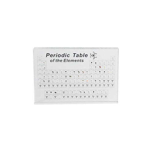 Periodic Table with Real Elements, Acrylic Display with Wooden Base for Educational Science Decor Classroom Teaching Tool 2