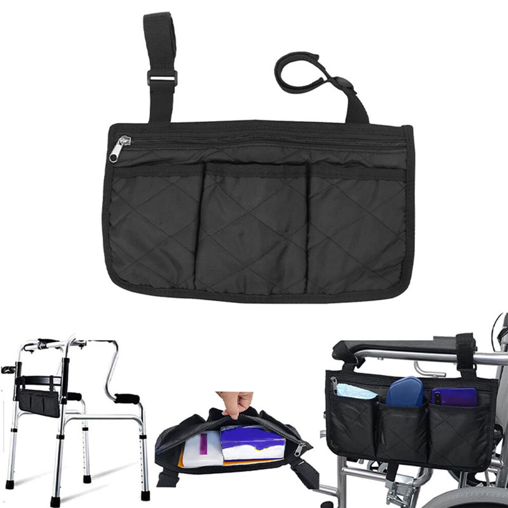 Waterproof Wheelchair Side Bag 32x16.5cm Polyester Armrest Pouch