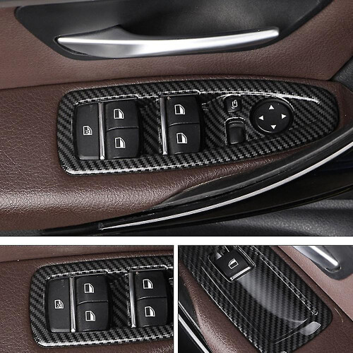 Window Switch Trim Panel Compatible with BMW 1 3 4 Series, Carbon Fibre Pattern ABS Interior Trim Panel 2