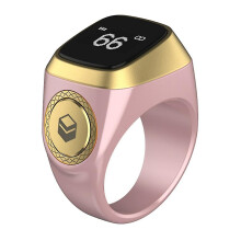 Tasbih Smart Gebedsteller Ring, Digitale Gebedsteller met OLED-scherm voor Moslims, Roze, Maat 10.5, Lange Batterijduur, Lichtgewicht Zikr Ring