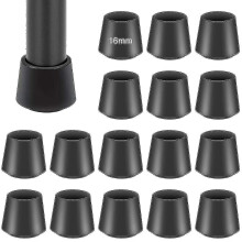 Chair Leg Covers, Rubber Anti-Slip Caps, Set of 16 Black Protective Pads for 16mm Furniture Legs, Table Chair Floor Protectors