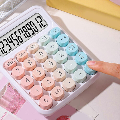 Calculadora de 12 Dígitos com Teclas Gradientes, Base Antiderrapante, a Pilhas para Casa e Escritório 1