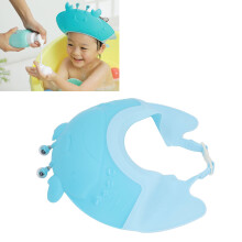 Blaues 3D-Krabben-Design Verstellbare Kinder-Duschhaube mit Schild