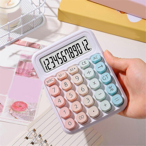 Calculadora de 12 Dígitos com Teclas Gradientes, Base Antiderrapante, a Pilhas para Casa e Escritório 2