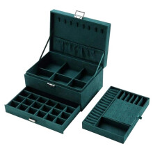Jewellery Box, Foldable Double Layer with Lock Key, EG132, Suede Lined Storage Organiser with Pull-Out Shelf