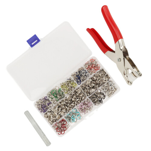 200 Sets Prong Ring Snap Button Kit with Pliers, Rust-Resistant Iron Fasteners