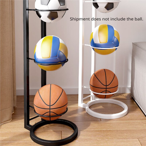 Eco-Friendly Metal Basketball Storage Rack - Space-Saving Organizer for Home White 1