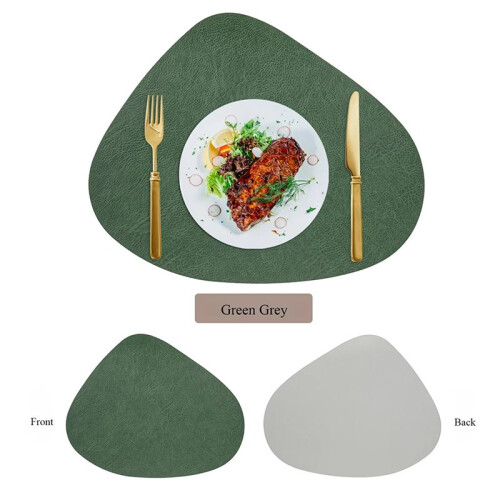 Teardrop PU Placemats Double-Sided Texture, Waterproof Oil-Proof Set 4Pcs for Dining Table, Home Decor Brown 2