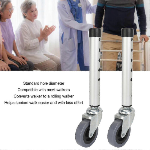 Walker Casters, Adjustable Height 360 Rotating Wheels for Most Walking Aids, Easy Installation Tool-Free 2