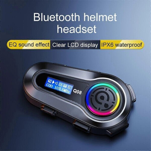Κράνος Bluetooth 5.3 Αδιάβροχο Σύστημα Διακoινωνίας για Μοτοσυκλετιστές, Μαύρο 1