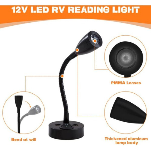 Προβολέας LED 12V για οχήματα, ρυθμιζόμενο φως ανάγνωσης 180 με φυσικό λευκό φως 6000K 2