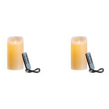 2X LED Candles, Flickering Flameless Candles, Rechargeable Candle, Real Wax Candles with Remote Control,12.5cm A