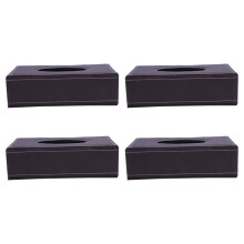 4X Portable Leather Rectangular Tissue Cover Box Holders Case Pumping Paper Hotel Home Car Gift Brown