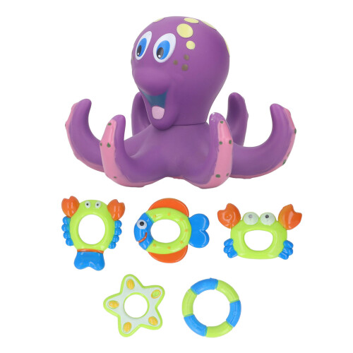 Detachable Octopus Bath Toy - 16x16x10cm, 5 Rings 2
