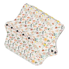 5 pièces de Serviettes Menstruelles en Coton Réutilisables, Respirantes, Ultra Absorbantes, Motif Fleuri
