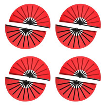 8 Pieces Large Folding Fan Nylon Cloth Handheld Folding Fan Chinese Kung Fu Tai Fan Decoration Fold Hand Fan (Red)