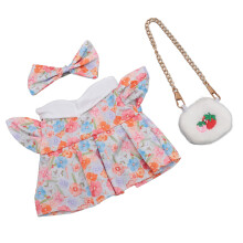 3 tenues en peluche de 20 cm - nœud en coton, sac à fraise