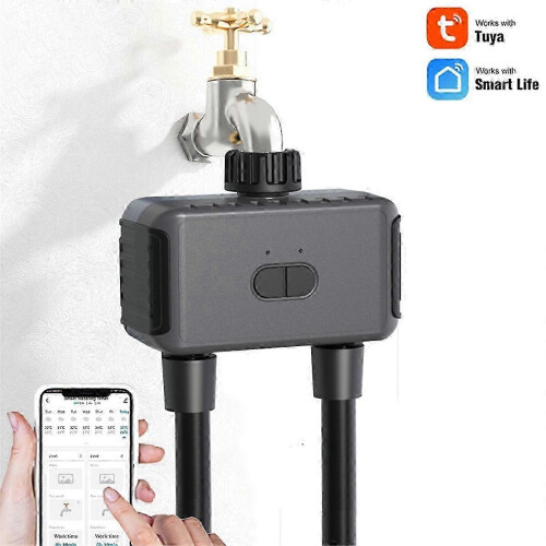Smart Garden Watering Timer, Bluetooth WiFi, Dual Zone Control, Automatic Irrigation Valve Controller for Outdoor Use 1