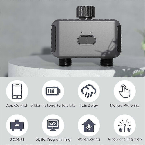 Smart Garden Watering Timer, Bluetooth WiFi, Dual Zone Control, Automatic Irrigation Valve Controller for Outdoor Use 2