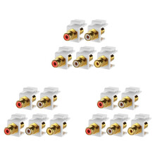 15-Pack Cinch  Klinken Stecker Buchse Buchse Einrasten Adapter Anschluss Vergoldeter Inline Koppler für Wand Platte