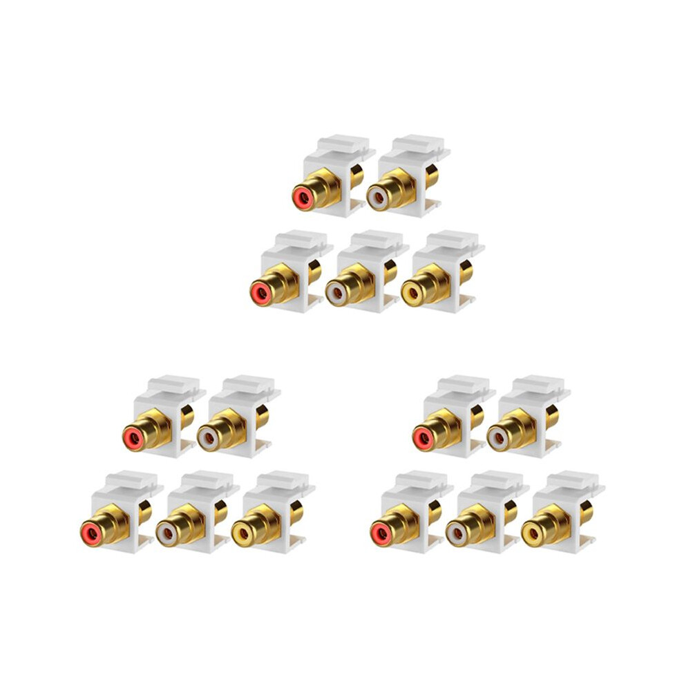 15-Pack Rca Jack Insert Connector Socket Female Snap In Adapter Port Plated Inline Coupler For Wall Plate Gold 4713334236194