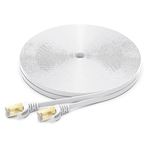 Cat7 Ethernet Cable Compatible with Router PC Laptop PS5 Xbox, Flat STP Shielded Network Cable, 10m Length 1