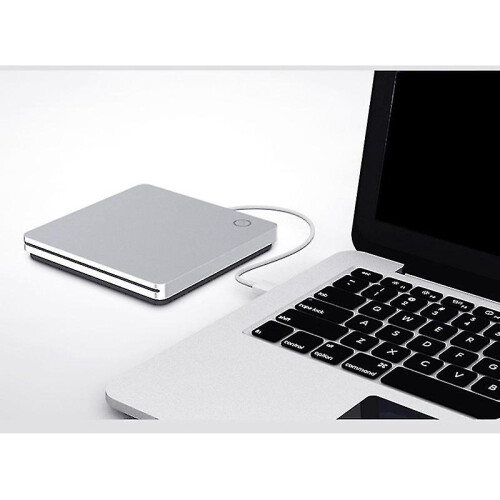 USB Type-C External DVD Drive Compatible with Windows Mac Linux, Silver Portable CD/DVD Burner Plug and Play for Laptop PC 2