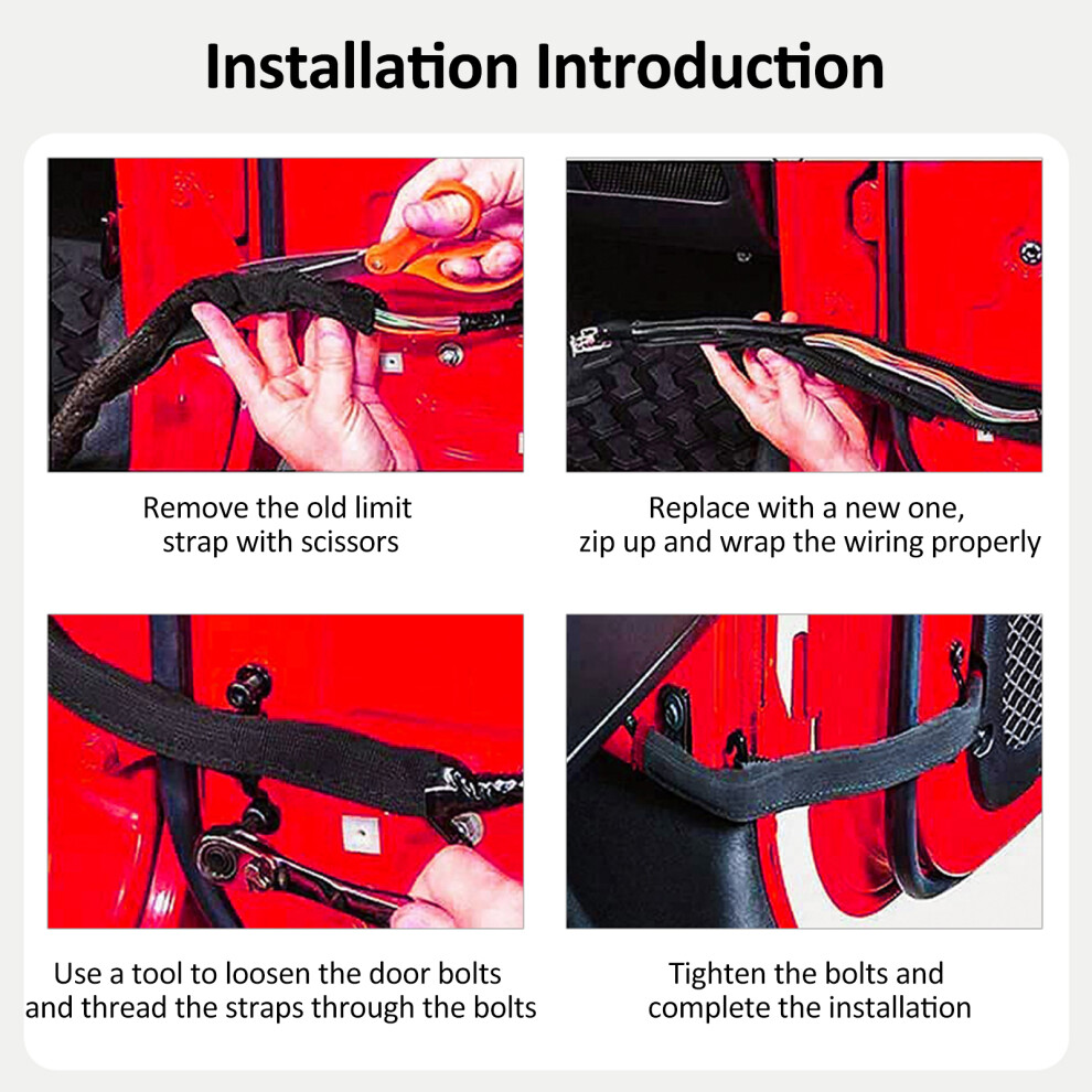 Car Door Limit Strap Replacement For Jeep Wrangler Tj Jk Jl Jt 2007-2019 Black 6941388170982