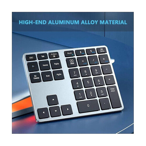 Wireless Numeric Keypad, Compatible with MacBook, Surface, Windows PC, Dual-Mode Bluetooth 5.0 2.4G USB, Aluminium Design, Multi-Device Connectivity 2