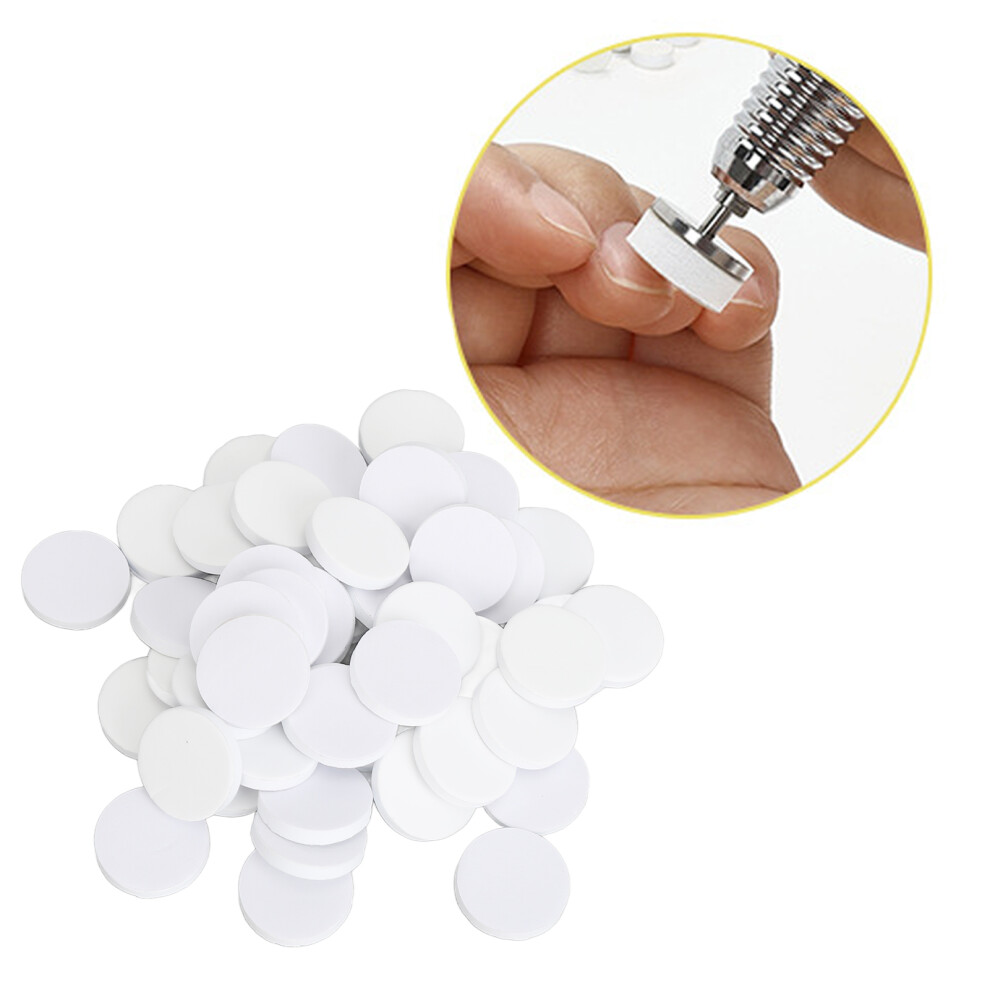 White 50Pcs Nail Sanding Discs 25Mm Callus Remover Pedicure Pads