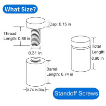 16 Pack Standoff Screws 3/4 x 1 Inch Black Sign Standoffs Hanging Acrylic Picture Frame Advertising Screws Kit