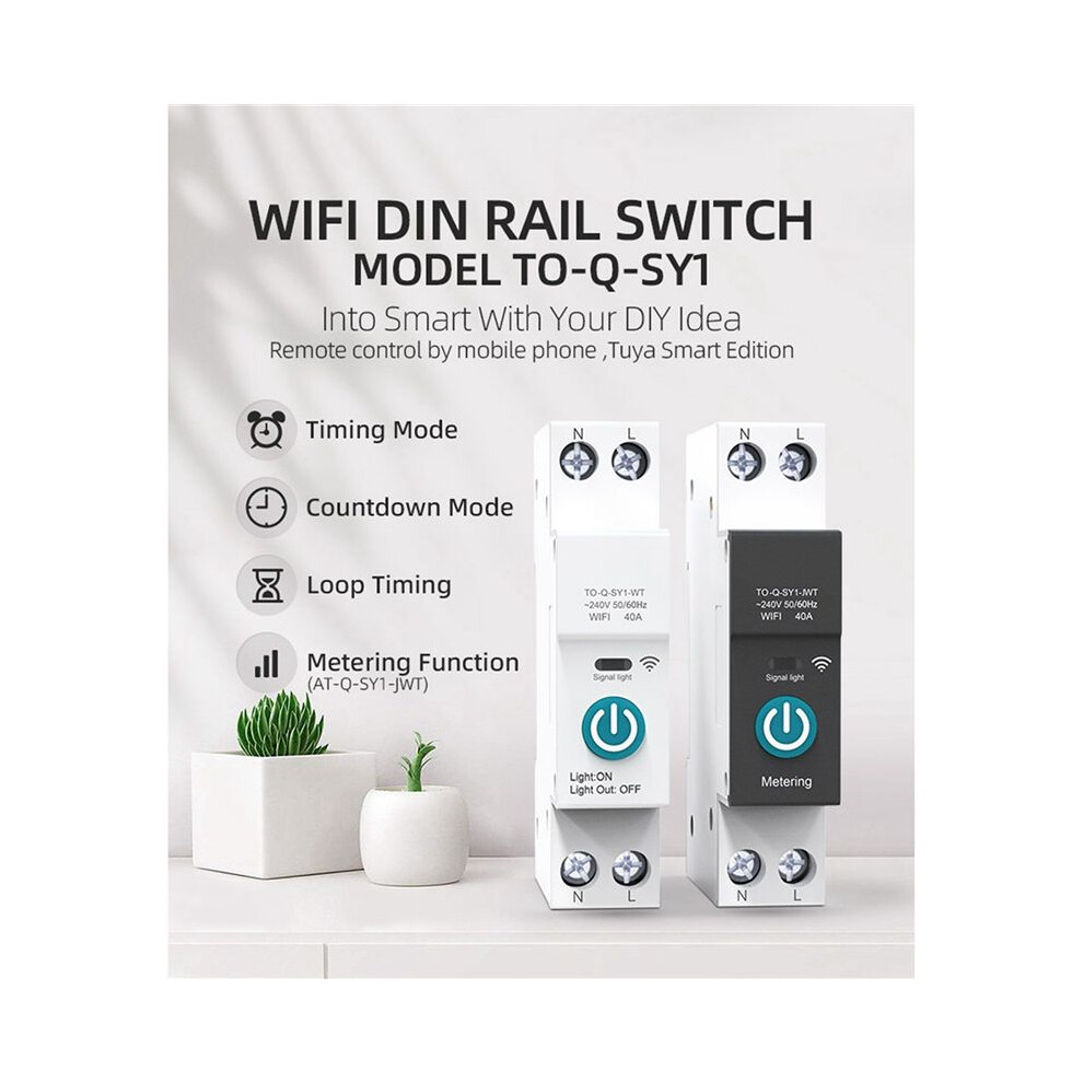 3X 40A Tuya Single Phase Din Rail Wifi Meter Timer Power Consumption Monitor Kwh Wattmeter, Black 6031862446044