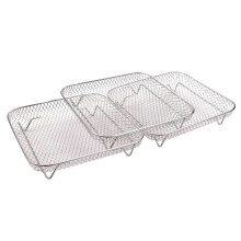 2X Estante Cuadrado para Freidora de Aire de 8 Pulgadas, Tres Estantes Apilables, Estante Deshidratador Multicapa de Acero Inoxidable, Accesorios para