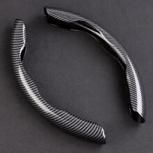 Ultra Thin Carbon Fiber Steering Wheel Cover Fit for Most Autos, Wear-Resistant Black