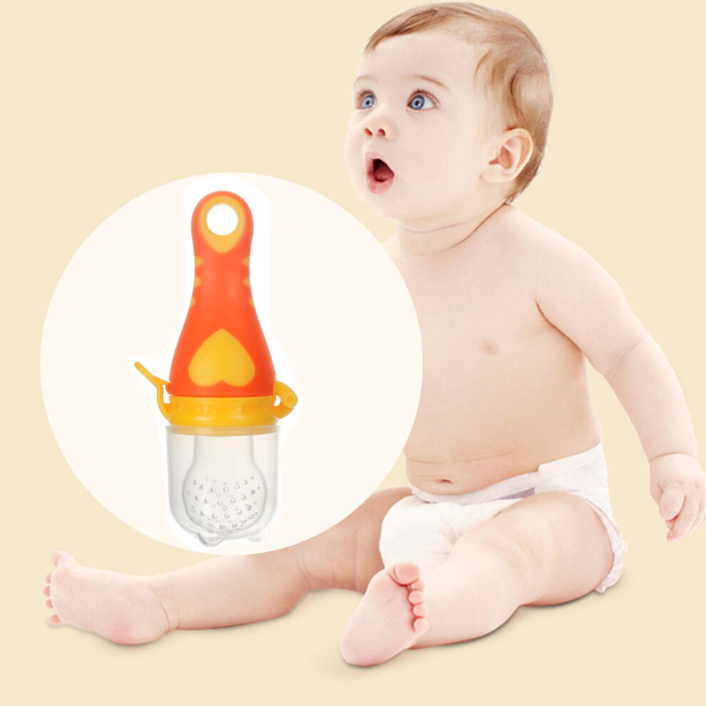Baby Fruit Teething Feeder - Food Grade Silicone, M Orange