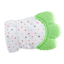 Gants en silicone pour la dentition des bébés, verts, stimulant et sécurisés