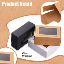 150 Pcs Paper Box with Window Present Packaging Box Treat Box for Soap Treat Bakery Candy(Black Brown White)