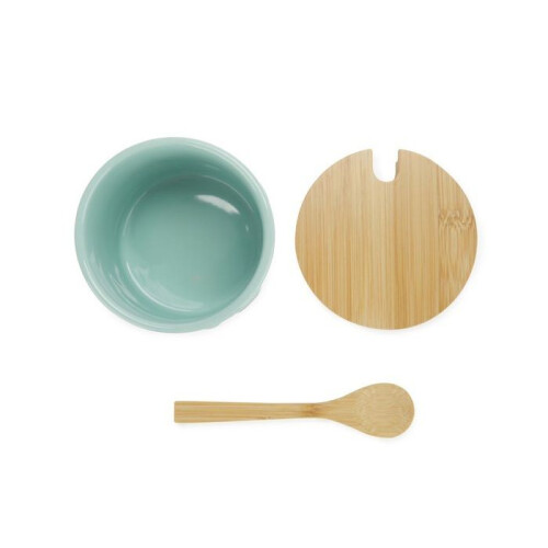 Sucrier Balvi en céramique et bambou - Turquoise 1