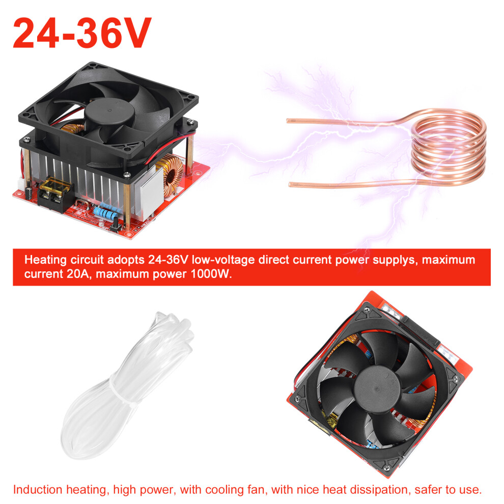 1000W Zvs Induction Heating Board Kit, 24-36V, 108X100mm 8421388172363