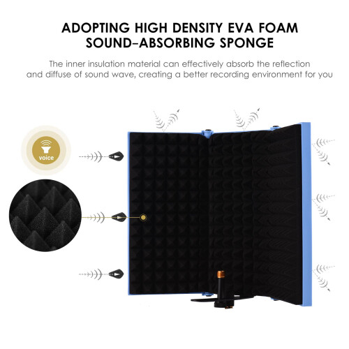 3-Plate Studio Mic Isolation with Folding Pop Filter, EVA Foam, 450*300*45mm 2