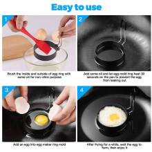 2X Non Stick Egg Rings,4 In&6 In&8 in Pancake Rings,Fried Egg Poacher Cooking Mold with Oil Brush for Egg Omelet Muffin